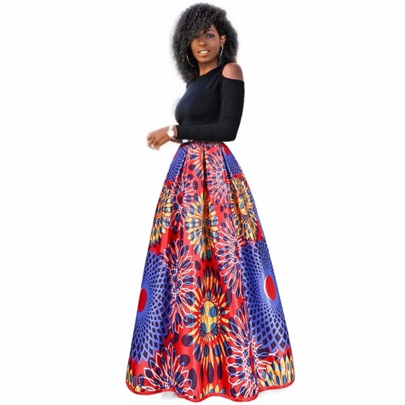2PC: Cold Shoulder Top And Maxi Skirt with 2 side- - Picture 1 of 8